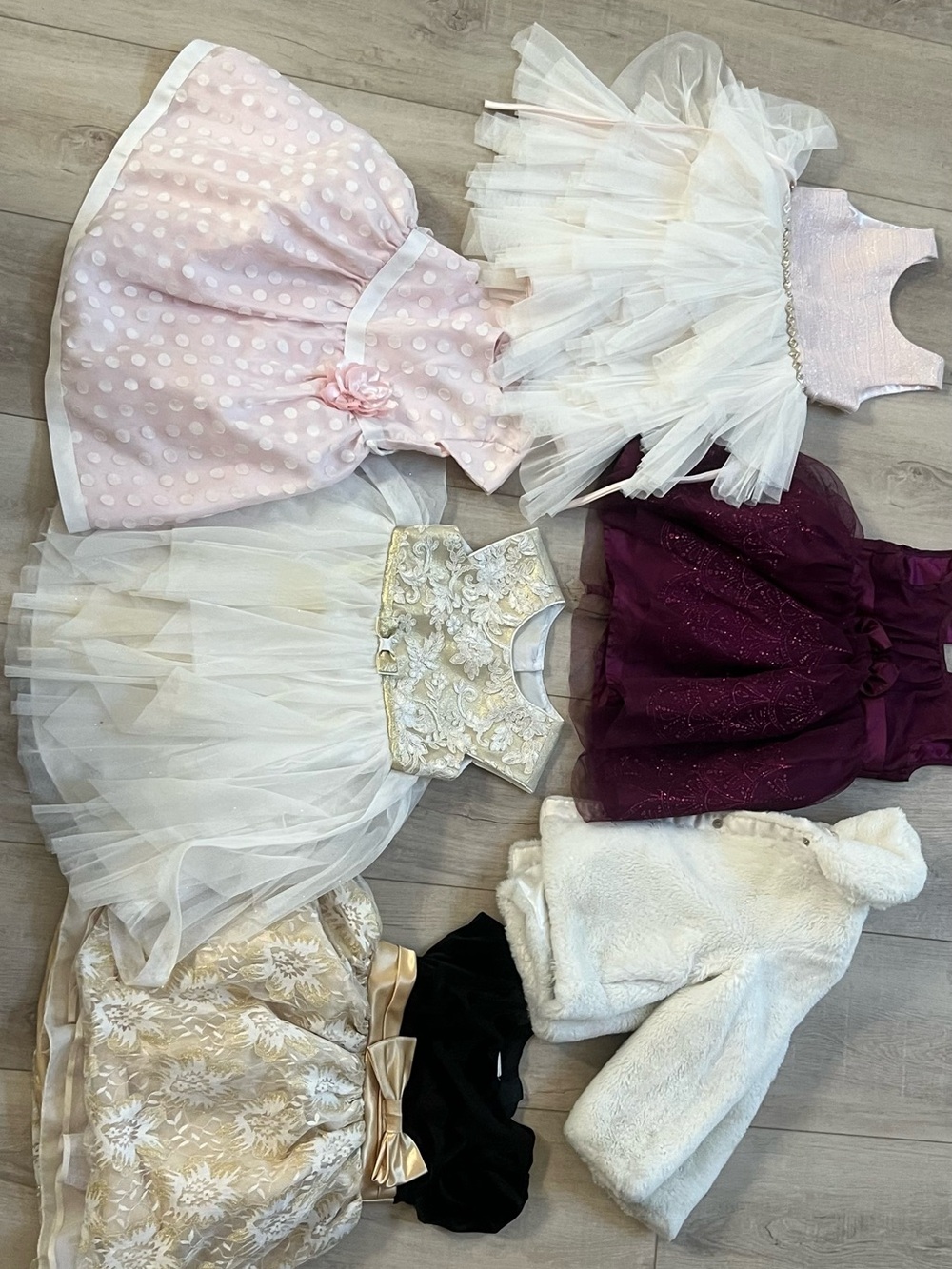 Girls Formal Dress Lot - Pink, Ivory, Gold, Burgundy